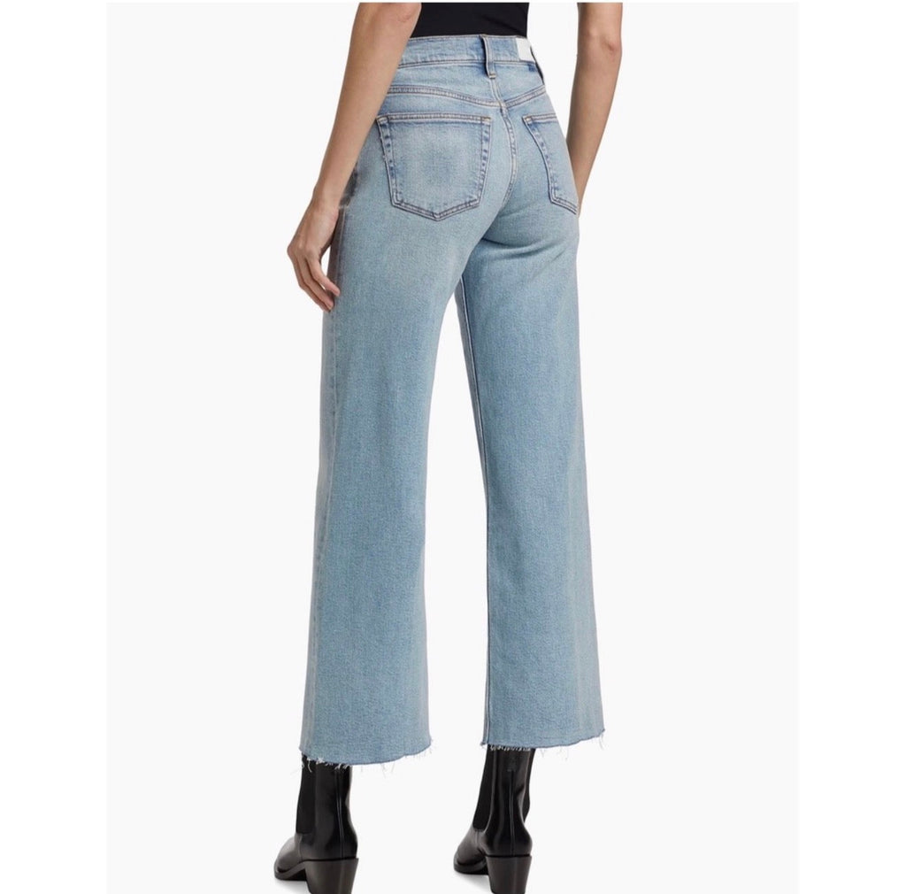 Re/done Mid-Rise Stretch Wide-Leg Crop Jeans in Undertow Sz 32