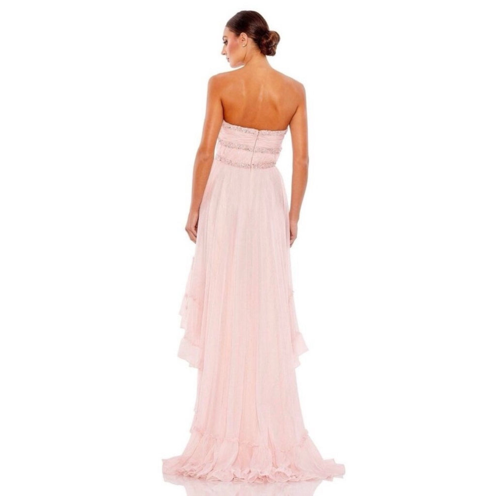 Mac Duggal 68096 Pink Strapless High Low Gown Sz 6 $498