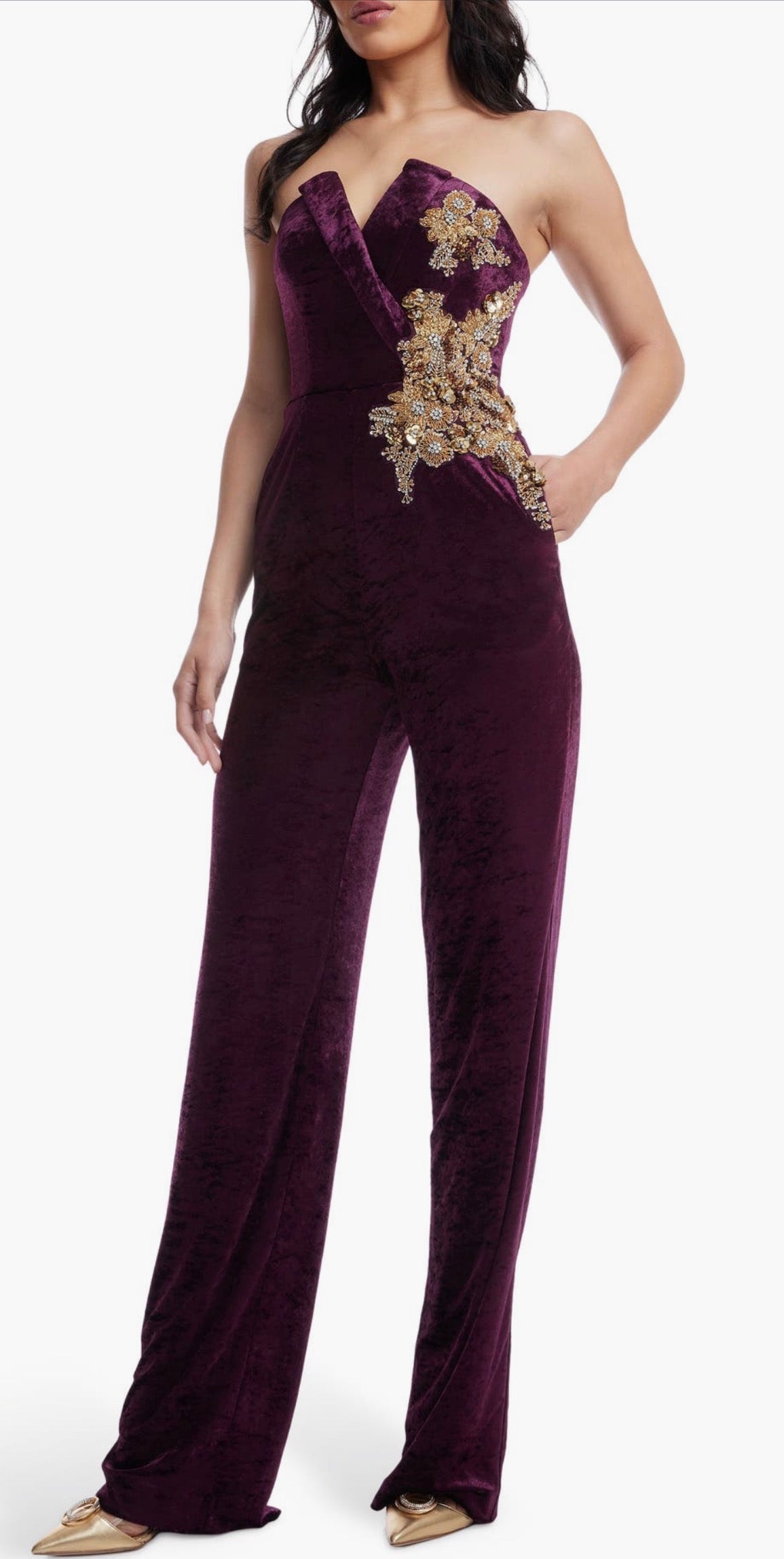 Dress the Population
Beck Sequin Strapless
Velvet Jumpsuit
Color: Deep Plum Sz XS $488