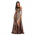 Sherri Hill 53301 Animal Print Satin Halter Gown NWT Size 0 High Slit