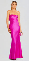 Retrofête KEATON SILK Maxi DRESS in Neon Pink Sz Large $568