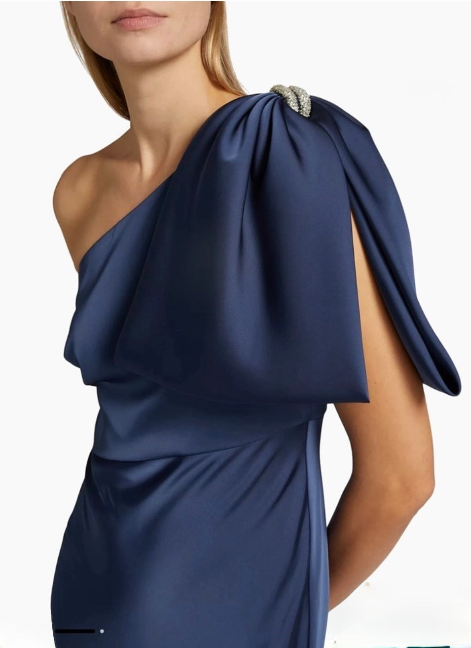 Sachin + Babi Aubrey Satin One-Shoulder Gown in Washed Indigo Size 6 $795