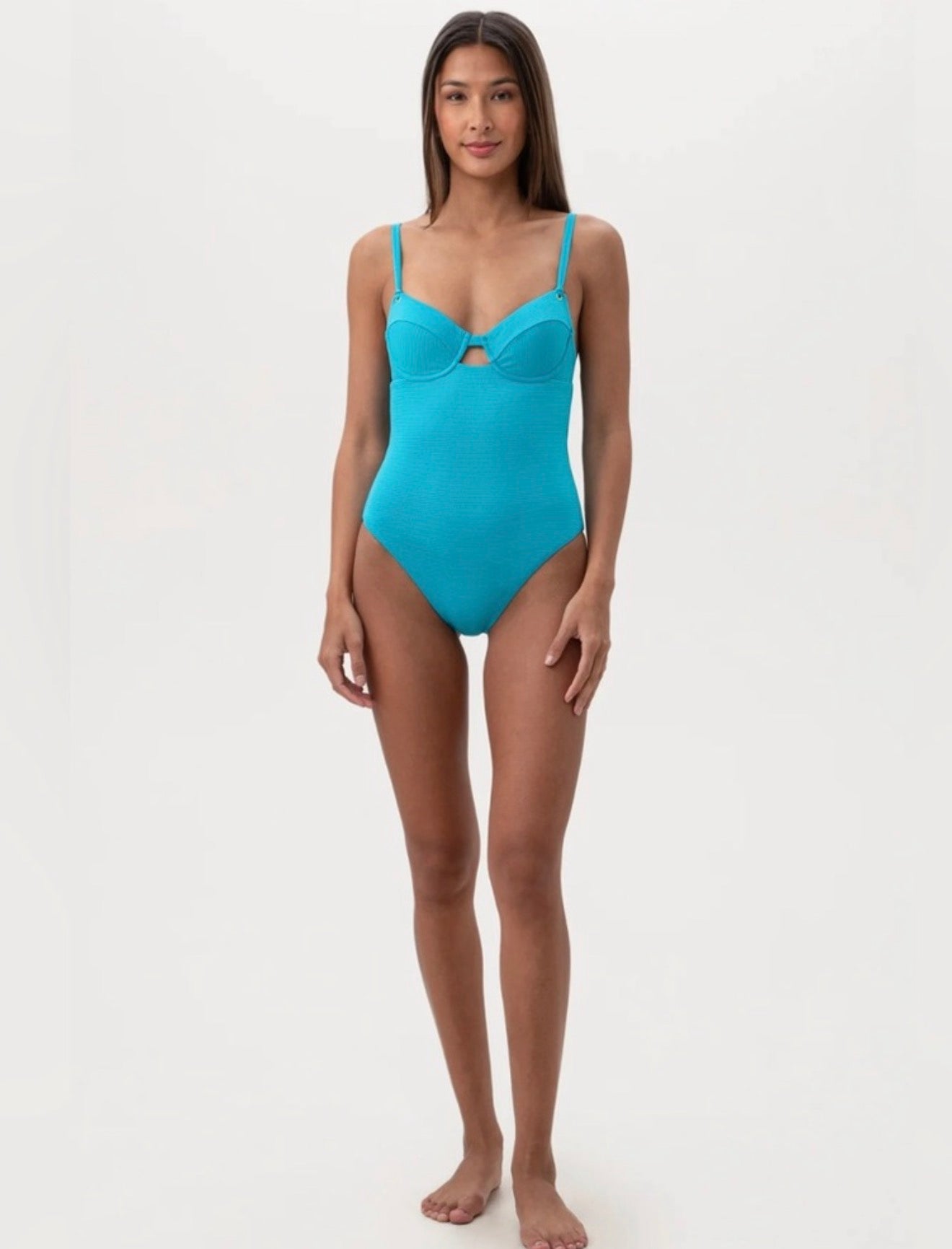 Trina Turk Ripple Rib
Underwire Bra
One Piece Swimsuit Atmosphere Sz 10$162