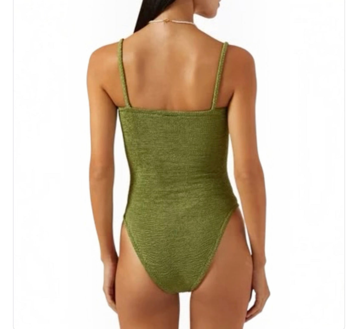 HUNZA G Venus Metallic Moss One-Piece Swimsuit One Size