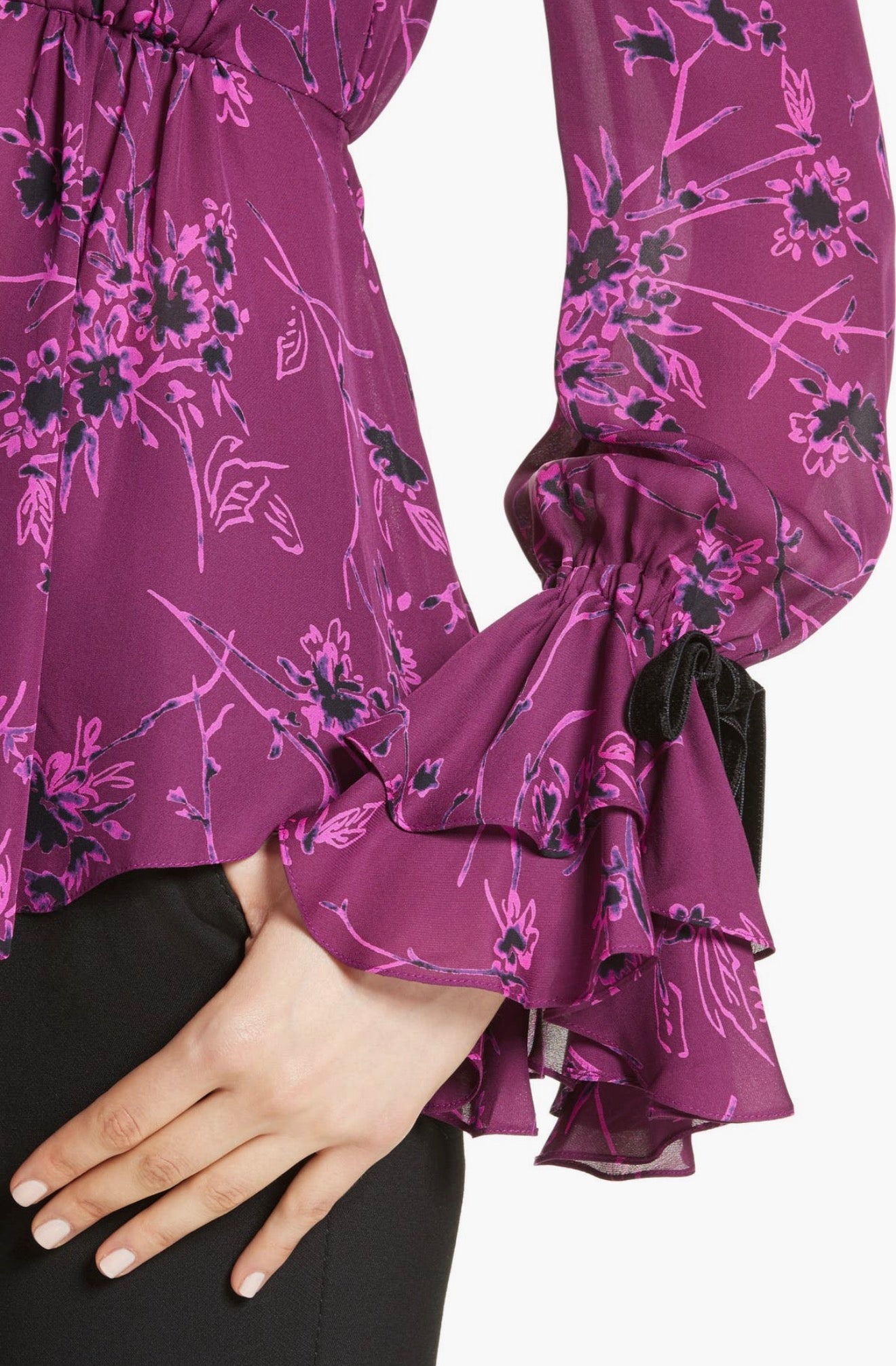 Cinq à Sept
Mabel Floral Print Silk Top Raspberry Multi $375