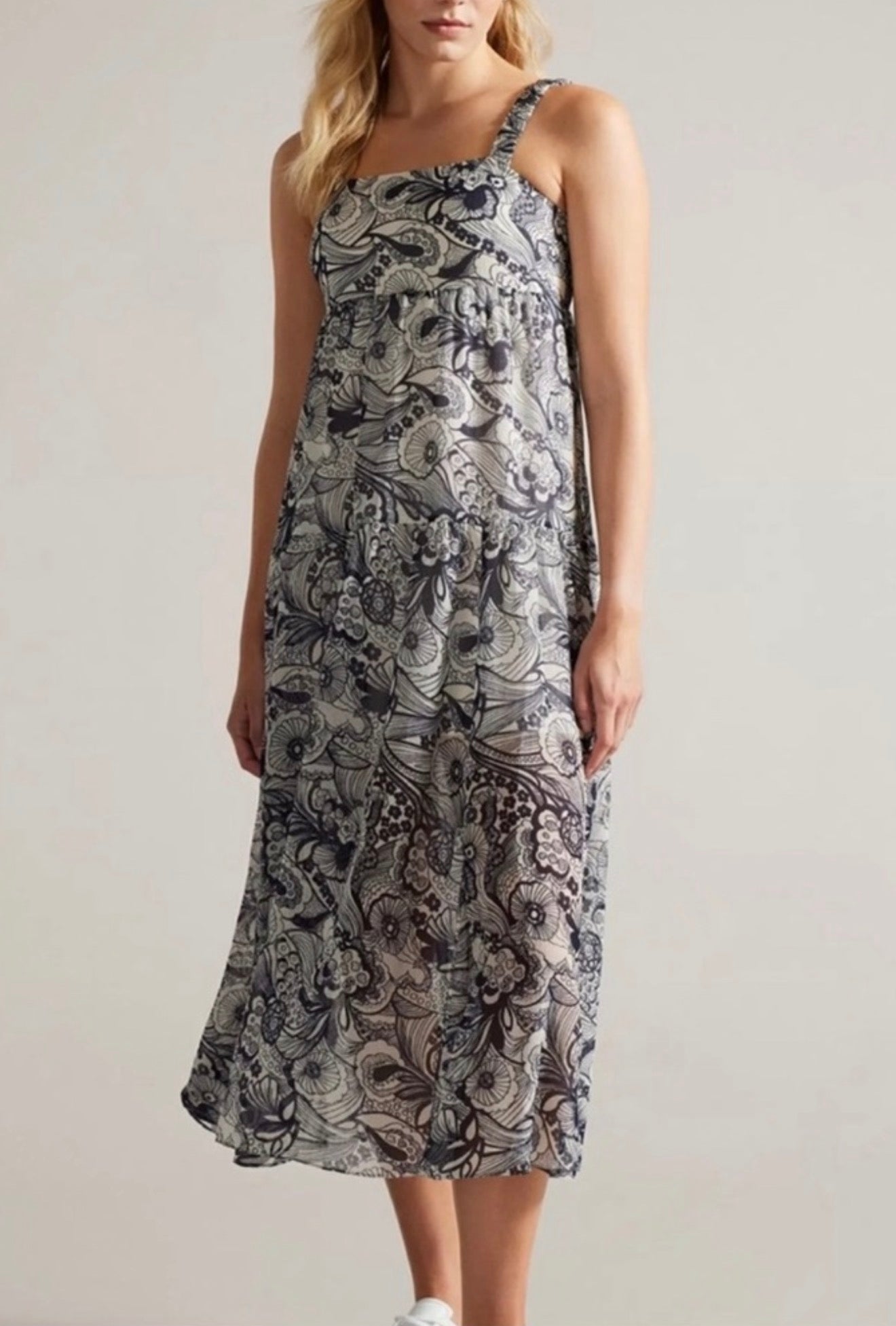 Ted Baker Adlinah Square Neck Sleeveless Midi Dress Size 1 US 4