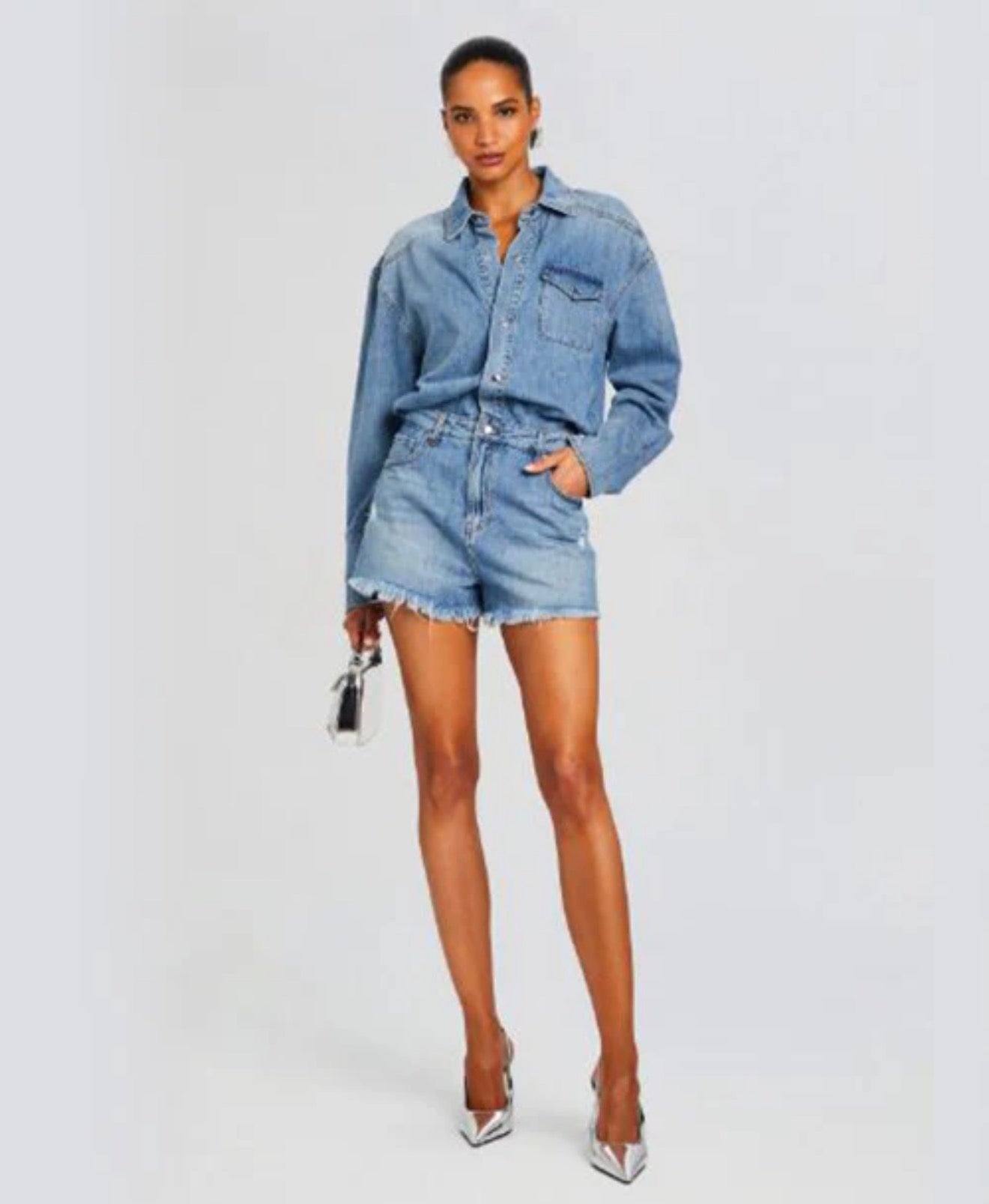 Retrofete ANNIE DENIM ROMPER in Oasis Sz Small $398