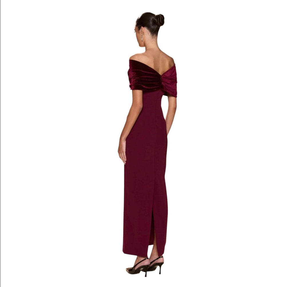 Sonya Moda Belluno Off-Shoulder Maxi Dress Redwood Size Large