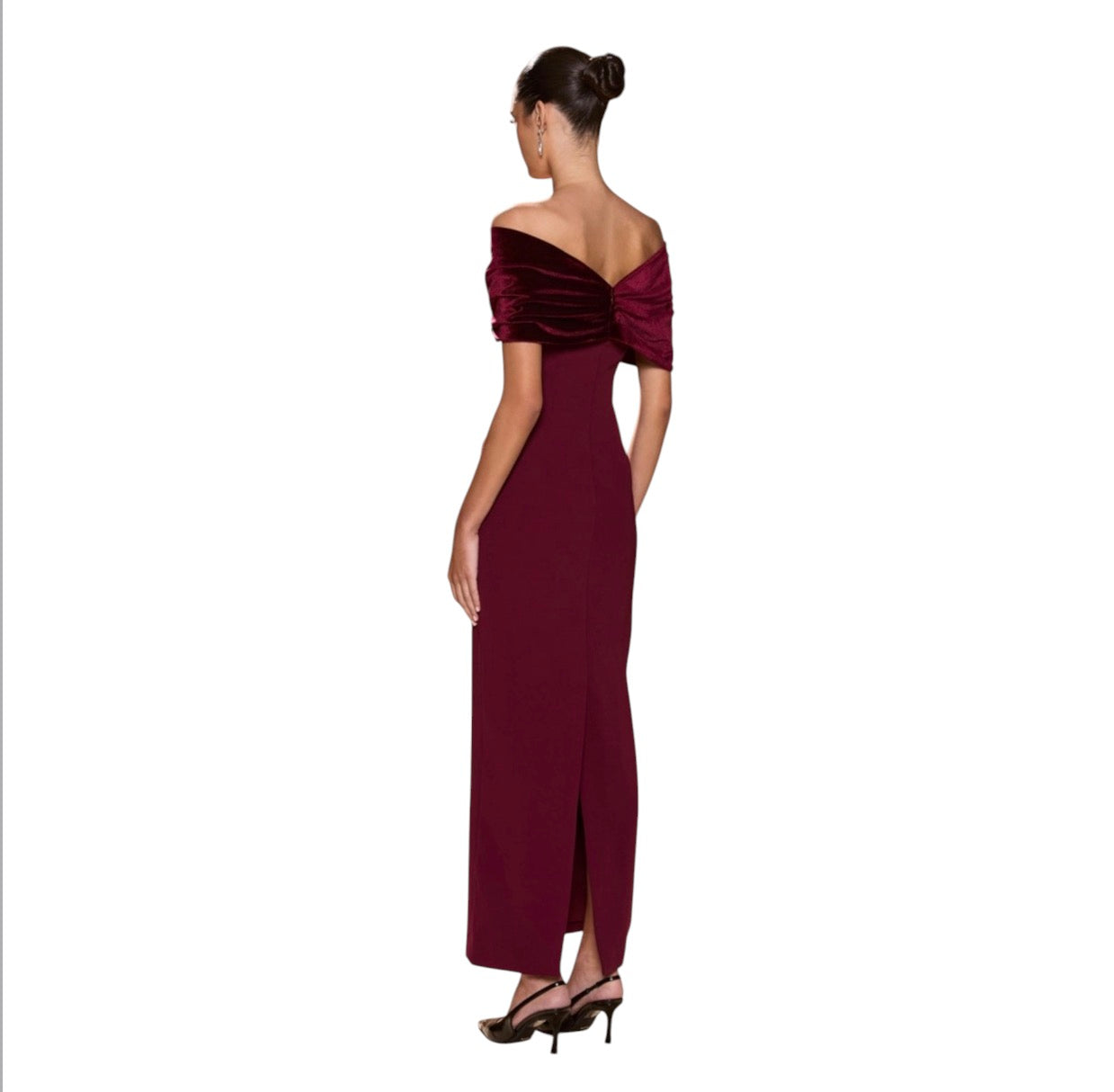 Sonya Moda Belluno Off-Shoulder Maxi Dress Redwood Size Large