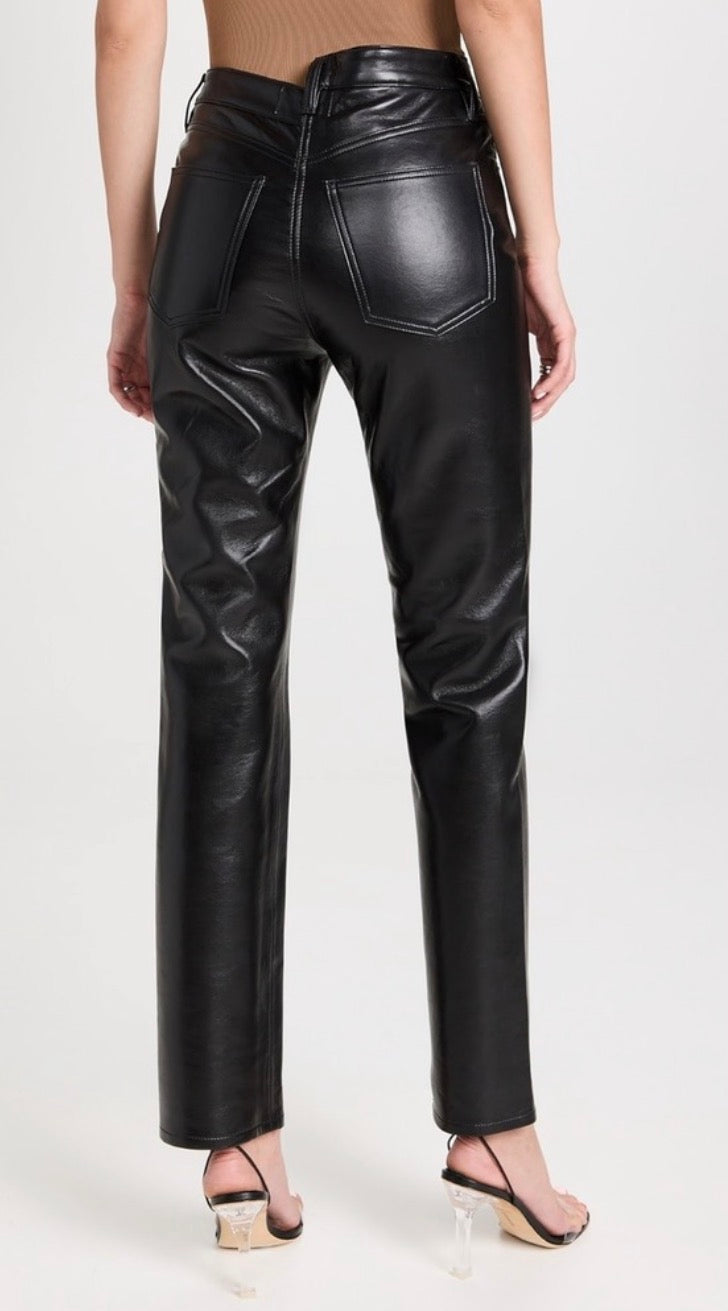 AGOLDE Black Leather Crisscross Straight Pants Sz 26