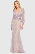 MAC DUGGAL 79397 Vintage Lilac
Lace Long Sleeve V Neck Embellished Gown Sz 14 $798