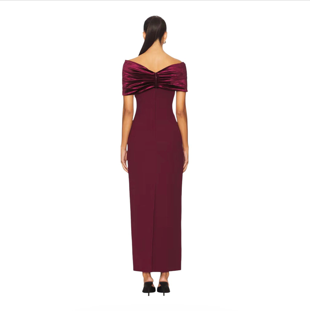 Sonya Moda Belluno Off-Shoulder Maxi Dress Redwood Size Large