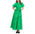 Flying Tomato Emerald Green Cotton Button Front Maxi Shirt Dress Tie Waist Bow Size Small