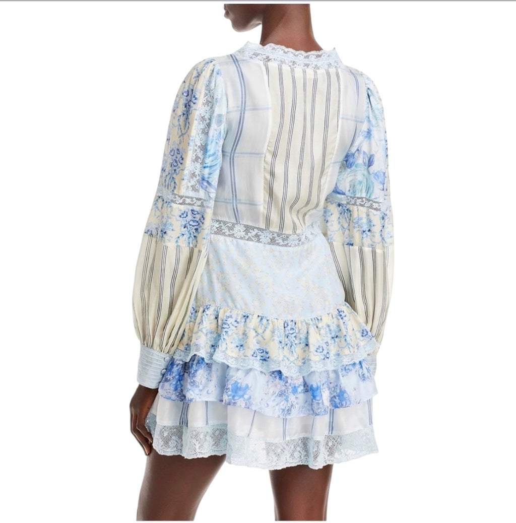 LoveShackFancy Sienne Ocean Spray Mist Silk Mini Dress Size 4