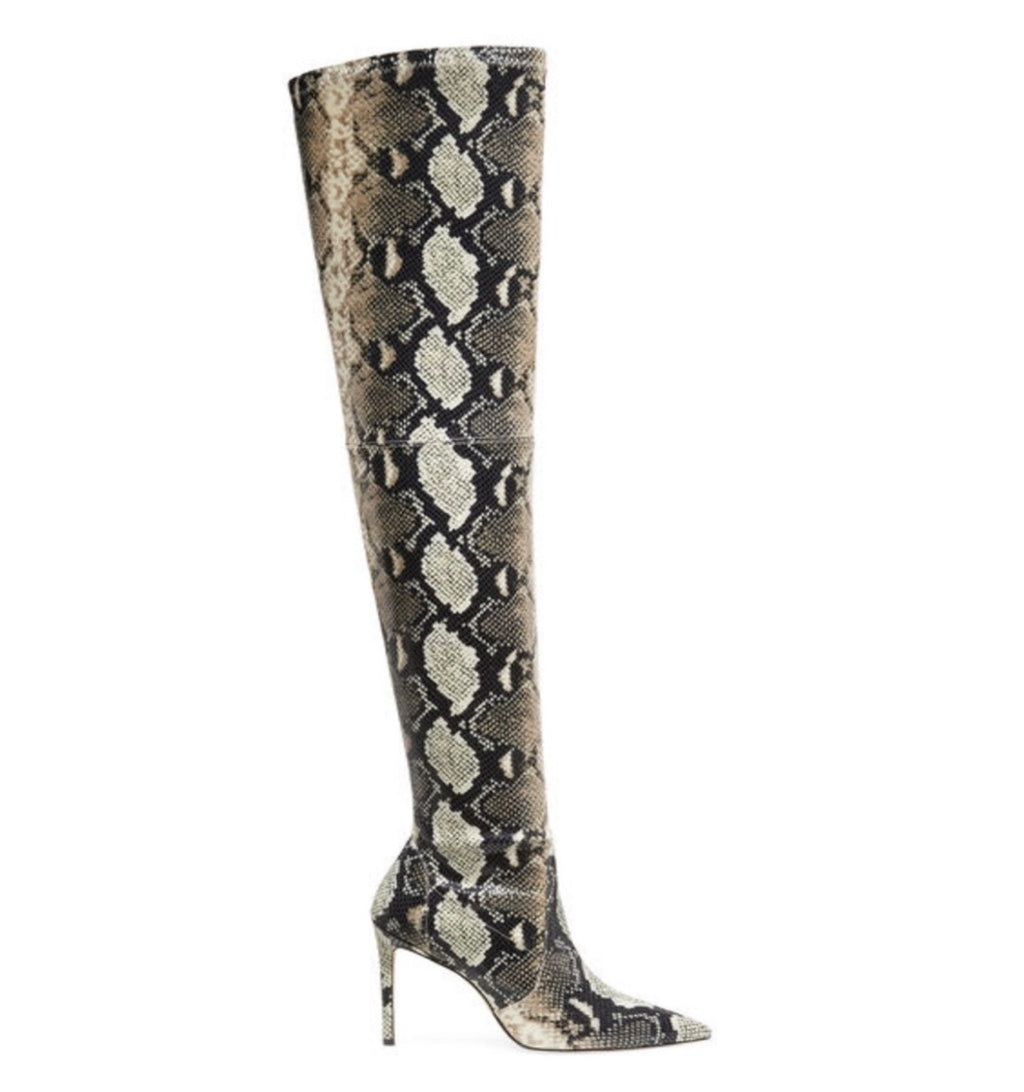 Stuart Weitzman Ultrastuart 100 Roccia Python OTK Stretch Boots $995 Sz 7