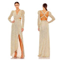 leena for Mac Duggal Metallic Puff Sleeve Front
Twist Cut-Out Gown in Gold
Sz 8 $298 27050