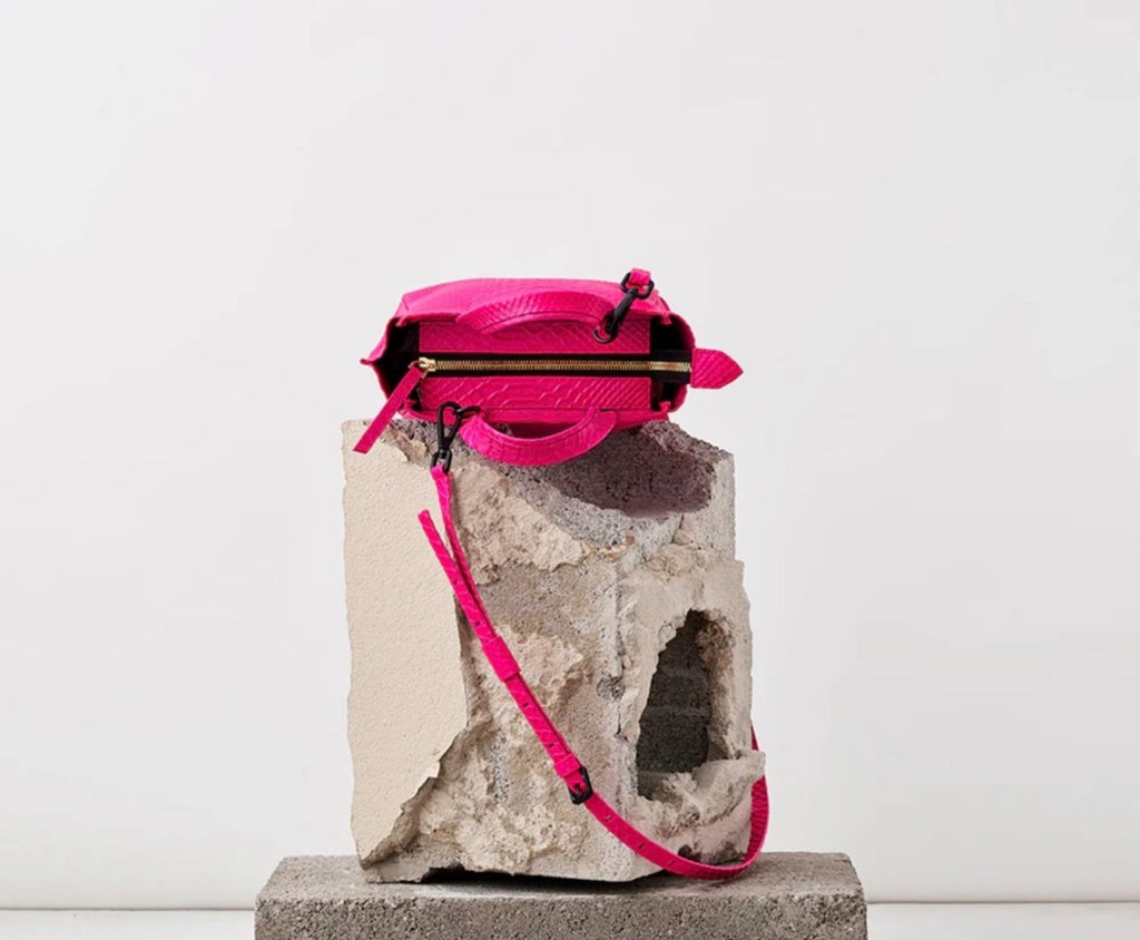Ampersand As Apostrophe Neon Pink Python Micro Tote Leather $473