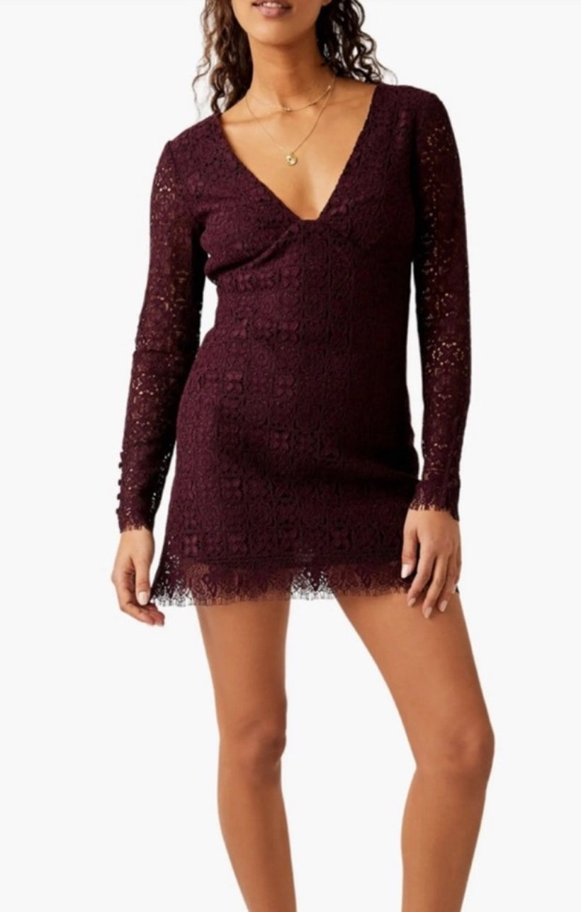 New! Free People Honey Honey Minidress in Potent Purple Sz 4 $148