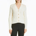 VINCE Triple Braid Cable Wool Cashmere Cardigan Off White Size Small