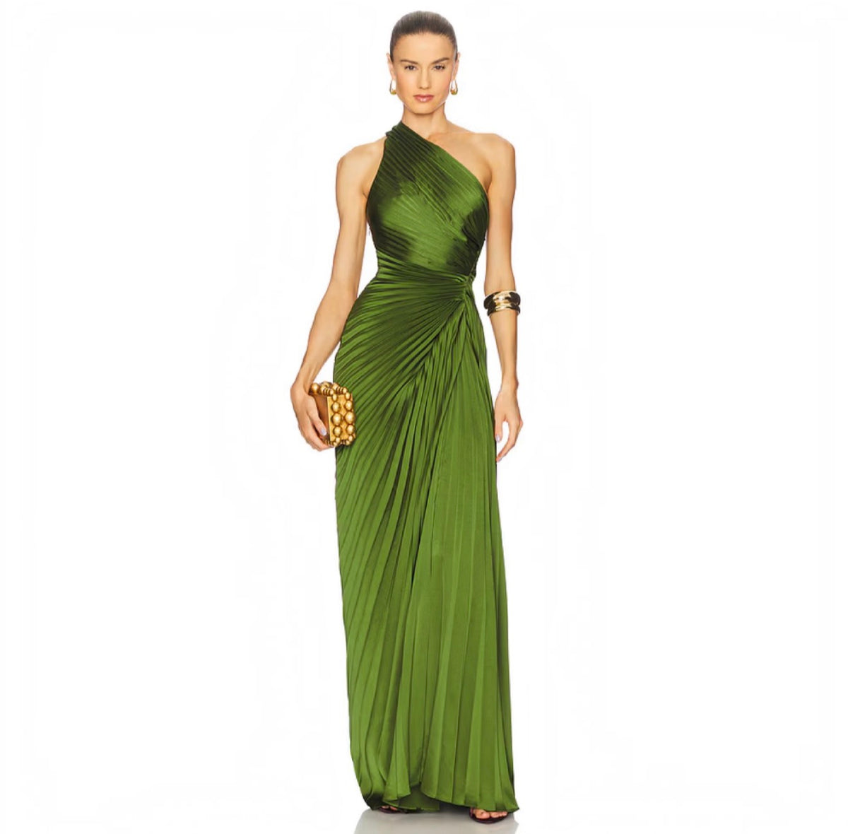 A.L.C. Lara One-Shoulder Plissé
Satin Gown Ivy Size 14