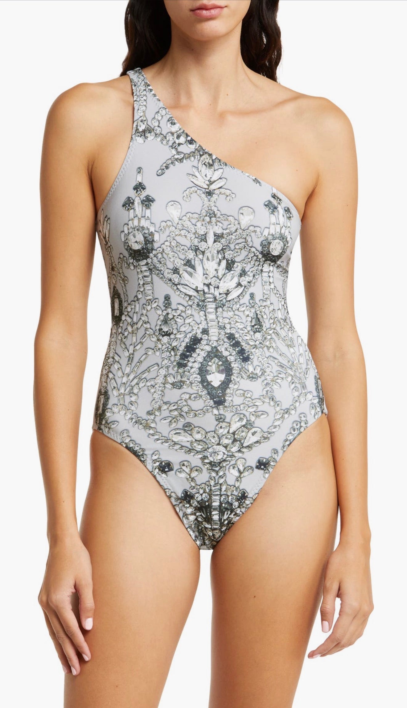 Norma Kamali One-Shoulder One-
Piece Swimsuit in Light Jewels Small $155