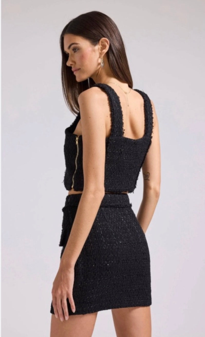 Generation Love Mina Cropped Tweed Top in Black Sz XS