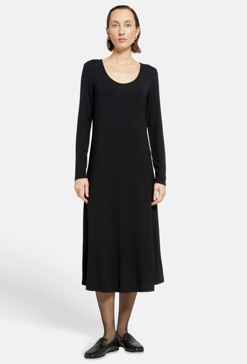 Vince Long Sleeve Scoop
Neck Black Midi Dress Black Sz Large $225