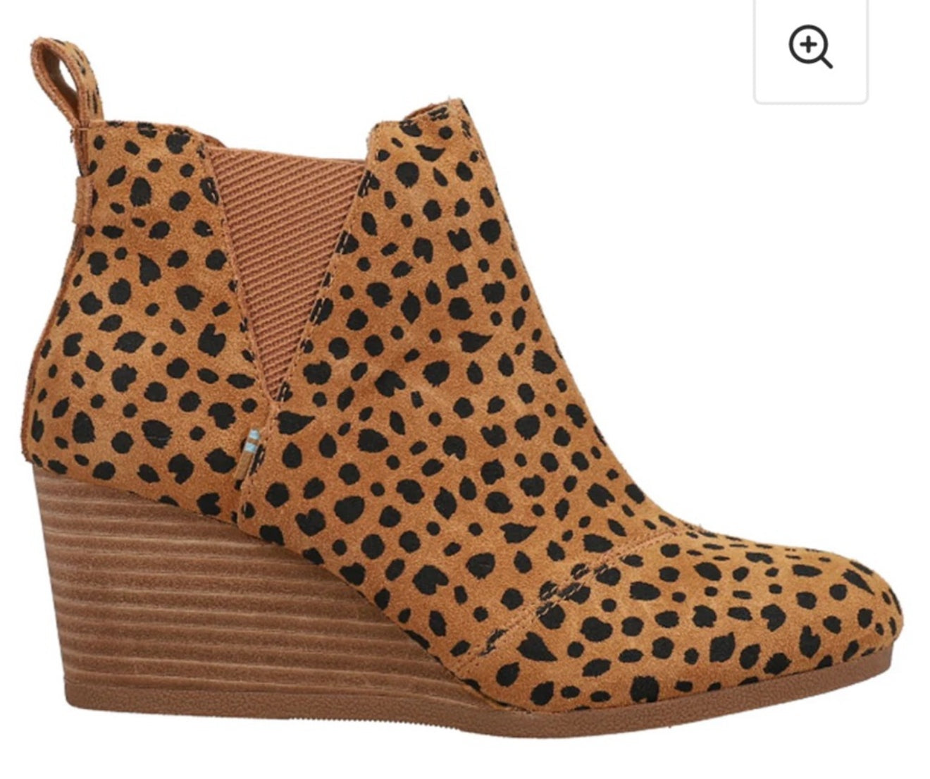 Toms Kelsey Suede Leopard Pull On Wedge Boot Bootie Sz 7