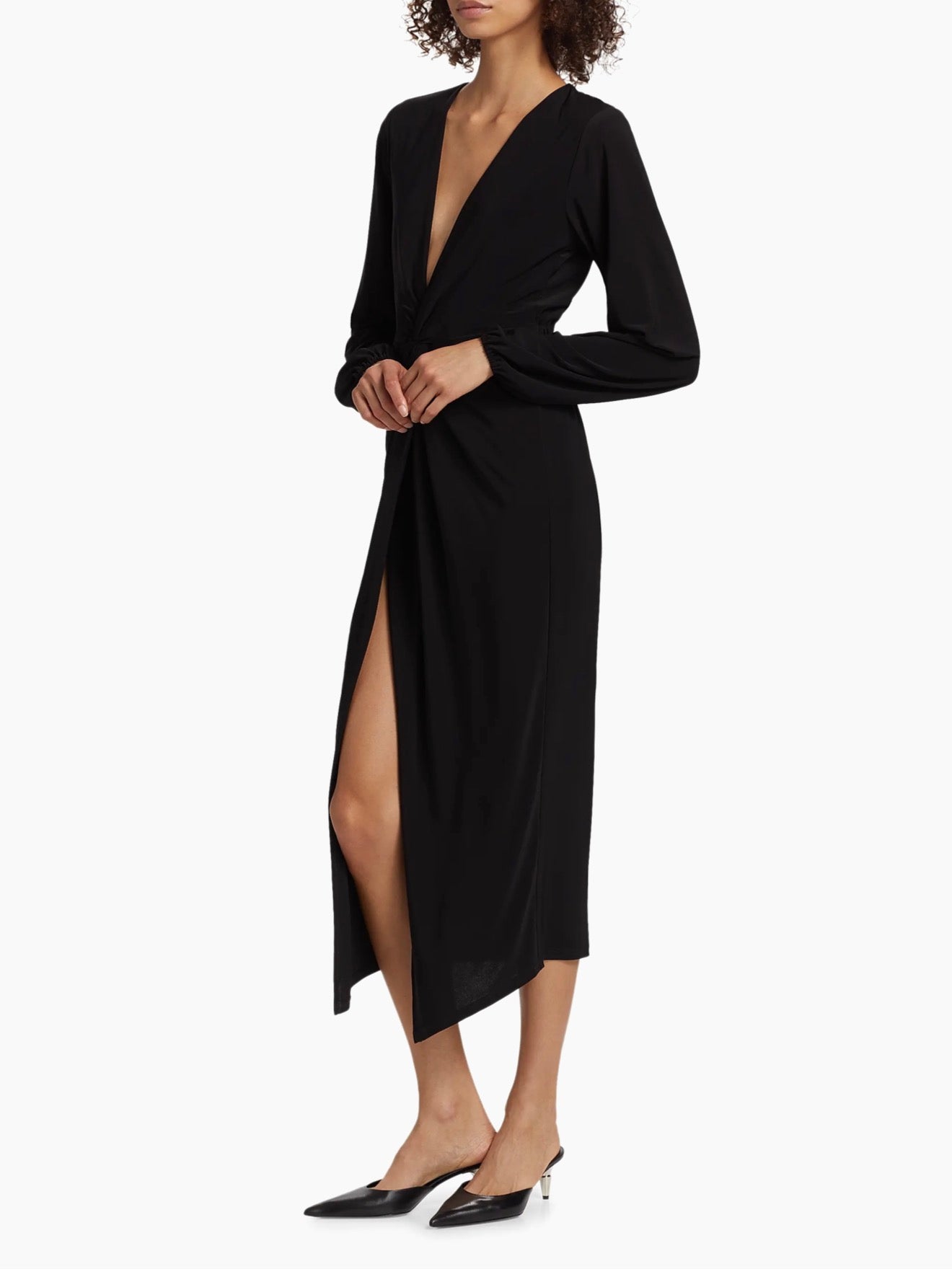 Ramy Brook
Sutton Twist-Front Jersey Midi-Dress Black sz Large $395