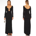 Alice + Olivia Kalena Plunge Crystal Jersey Cut Out Maxi Dress Sz 4 $550