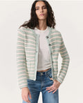Rag & Bone Jace Striped Cotton-Blend Lady Cardigan in Green Multi Sz Medium $398
