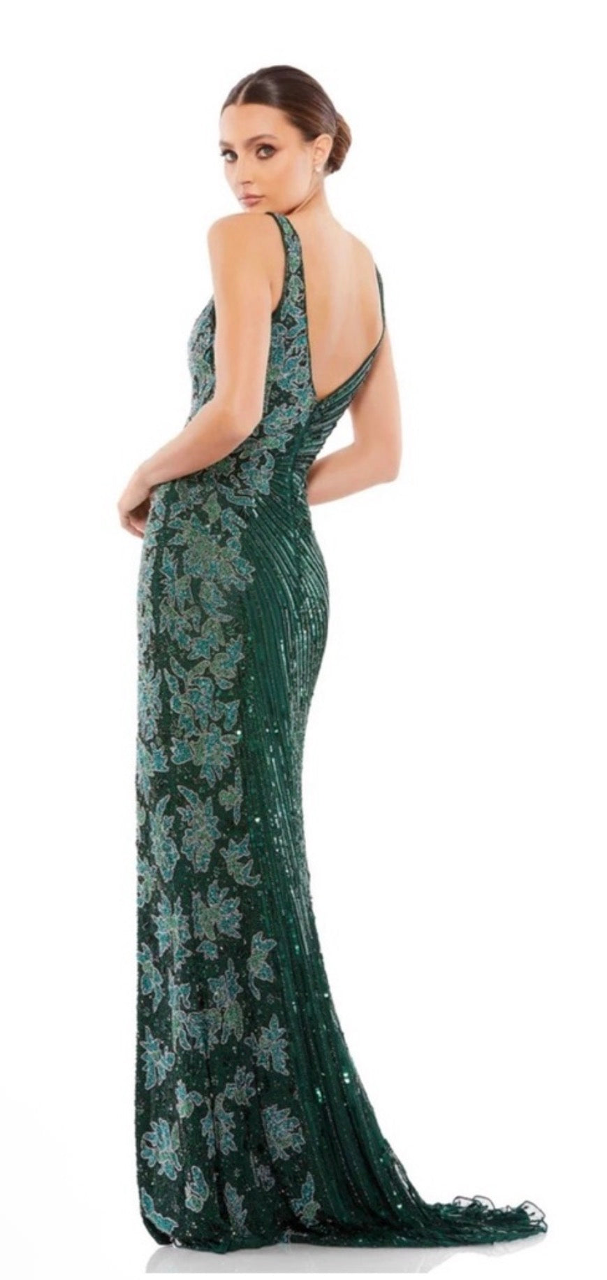 Mac Duggal 5473 Beaded Floral
Sleeveless Gown size 10 Deep Green $598