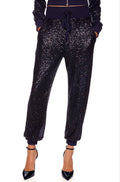NWT Susana Monaco Sequin Jogger Pants in Thunder (blue) $188