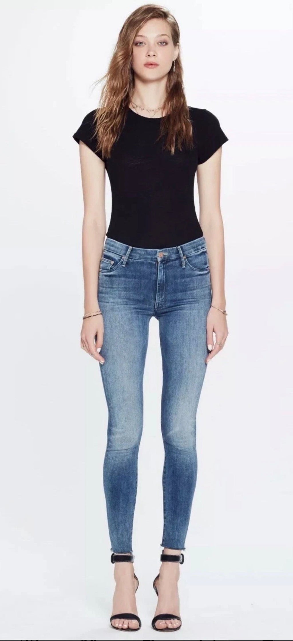 MOTHER High Waisted Looker Ankle Fray Jeans Everything We Keep Size 24