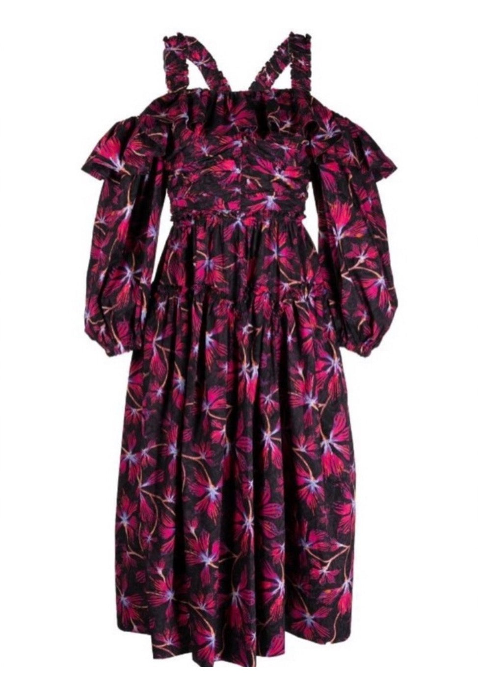 Ulla Johnson Caprice Ruffled Floral
Print Midi Dress Zinnia Sz 2