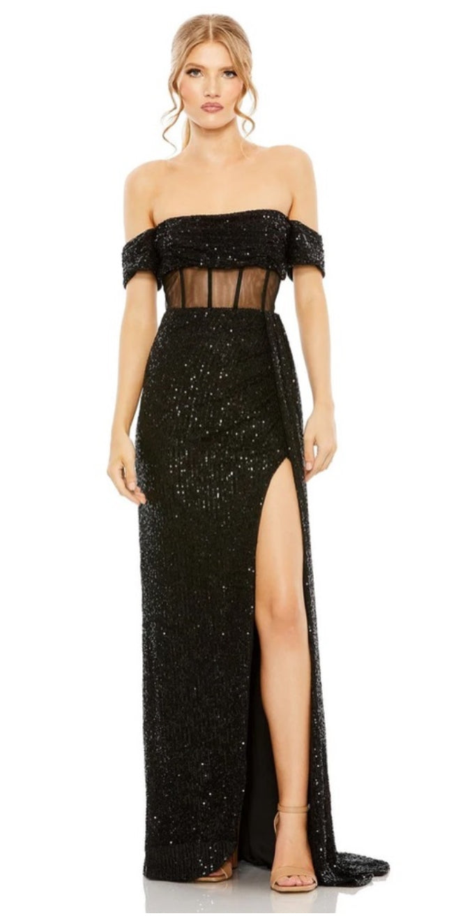 Mac Duggal 11665 Illusion Midriff Corset Off-The-Shoulder Dress sz 4
$458