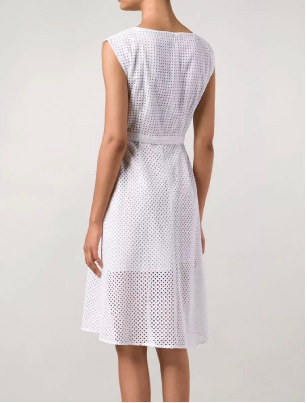 Theory Afala Midi Dress in White Eyelet Cube Sz 0 $345