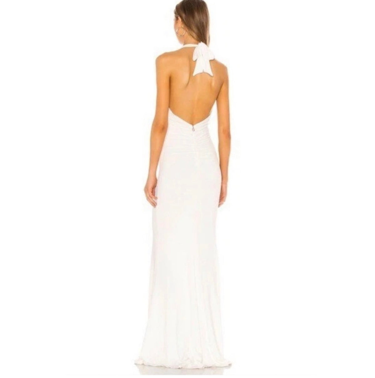 Nookie Diaz White Sequin Halter Maxi Gown Sz XS