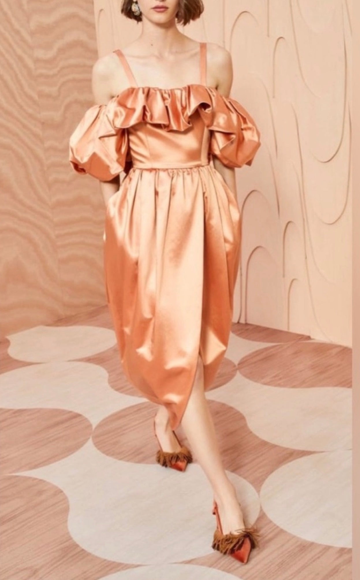 Ulla Johnson Lelita Midi Dress in Copper Sz 0