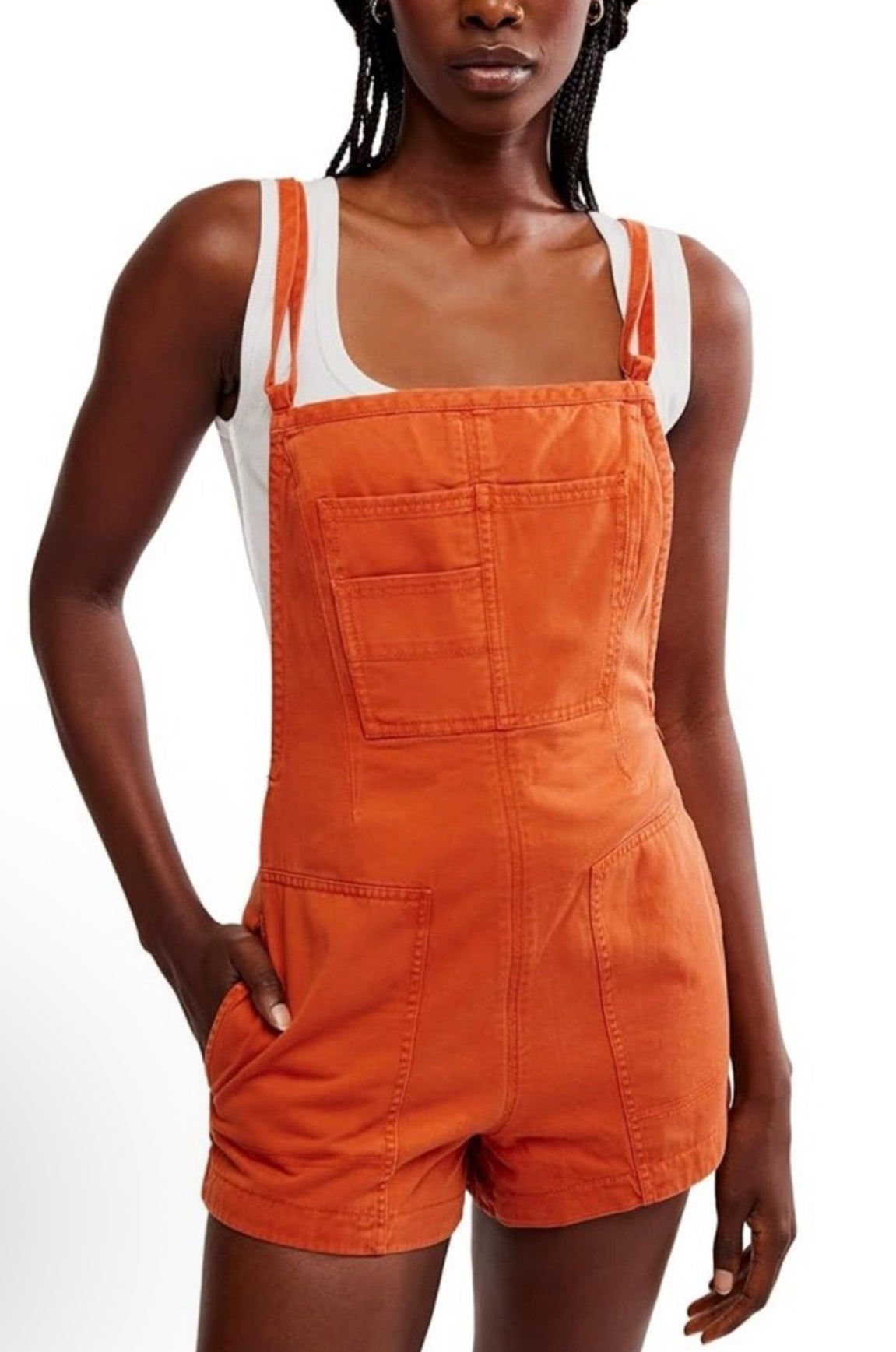 Free People Tough Love Shortall Romper in Cinnamon Stick
Sz 0 $98