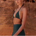 Savannah Morrow the label Knit triangle top in
Emerald $129