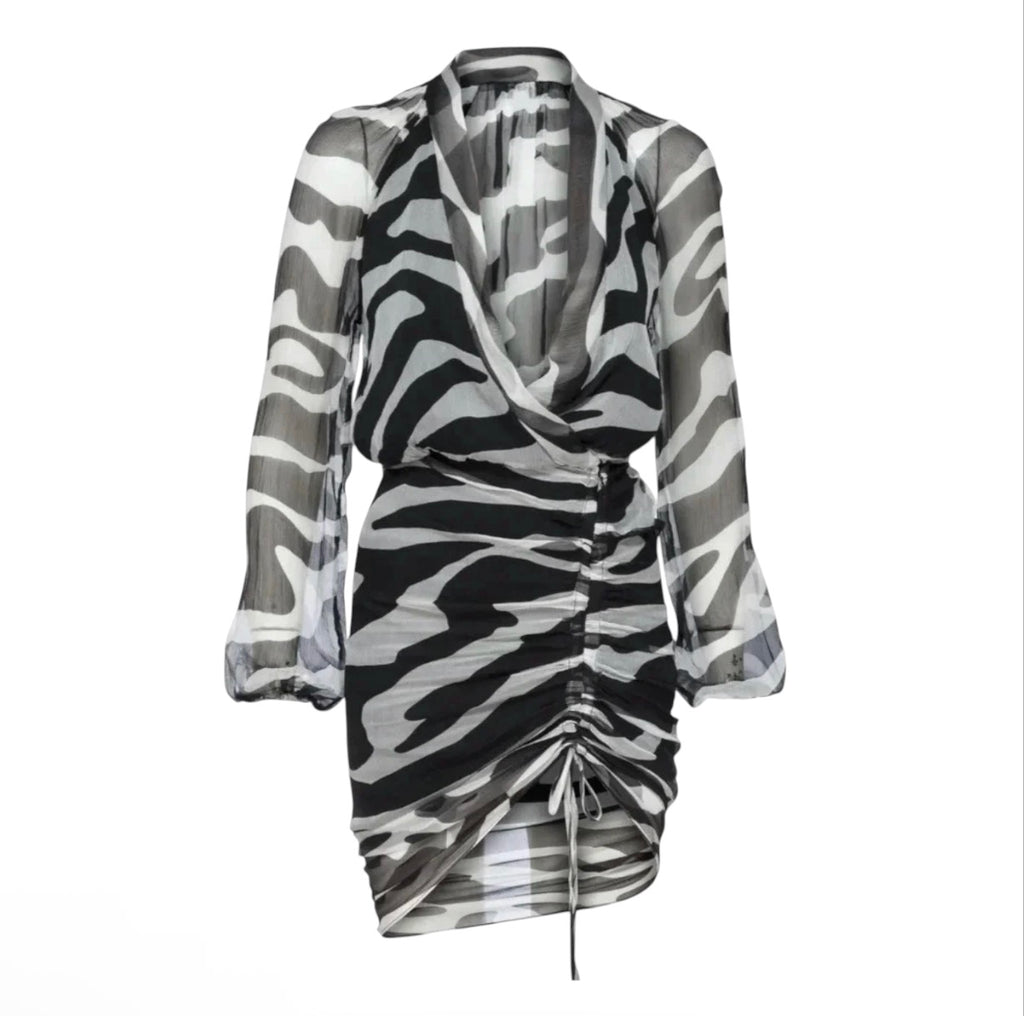 Mother of All Vera Silk Zebra Print Mini Dress Size Small