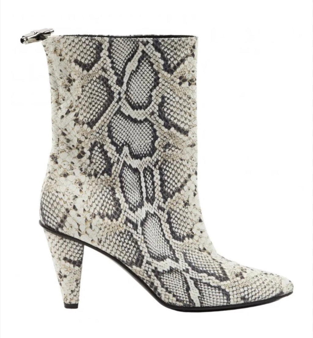 Longchamp Python Print Leather Ankle Boots FR 39 US 8 $890