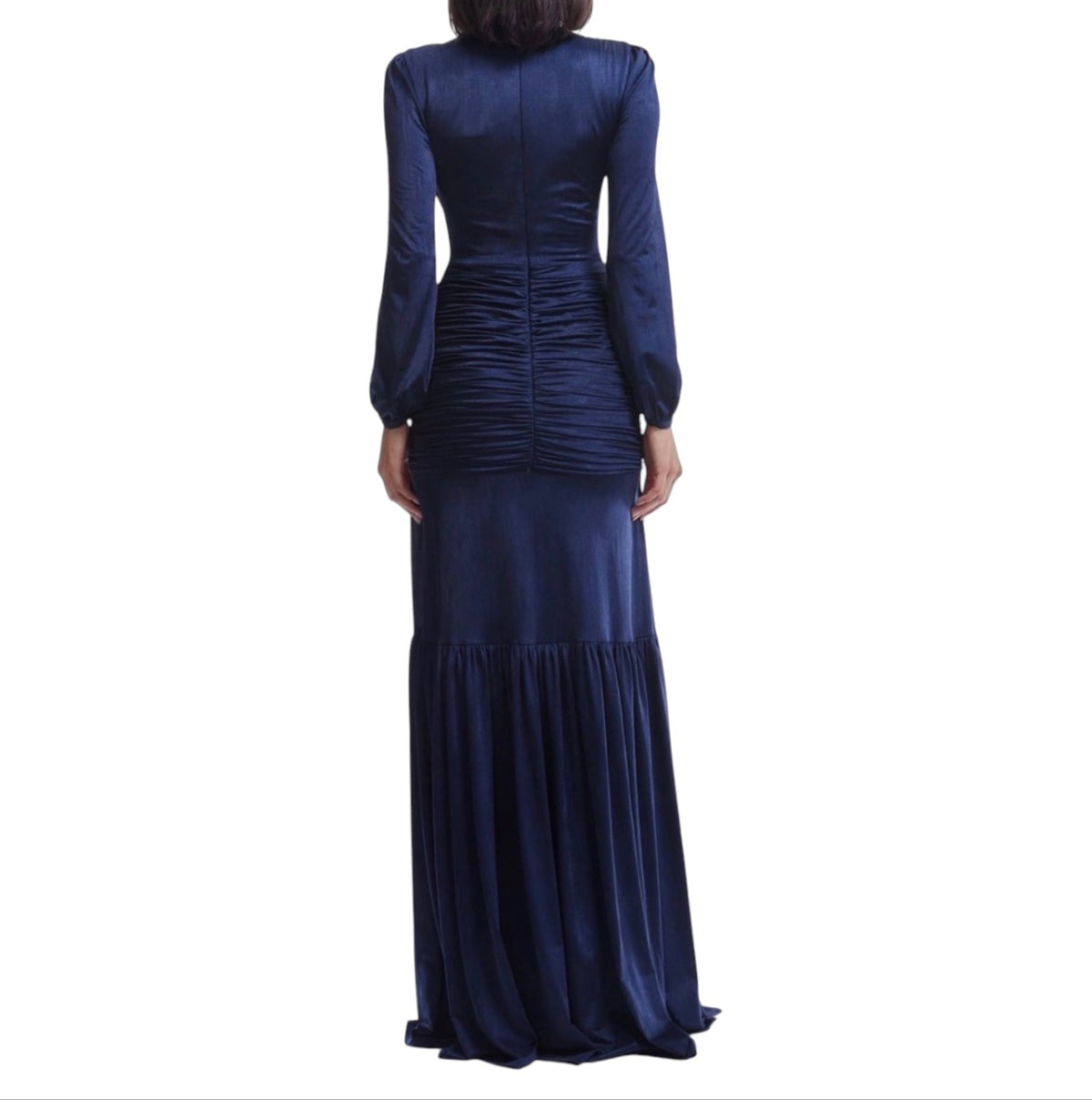Dress the Population Lucille Pleated Ruched Long Sleeve Gown
Blue Small