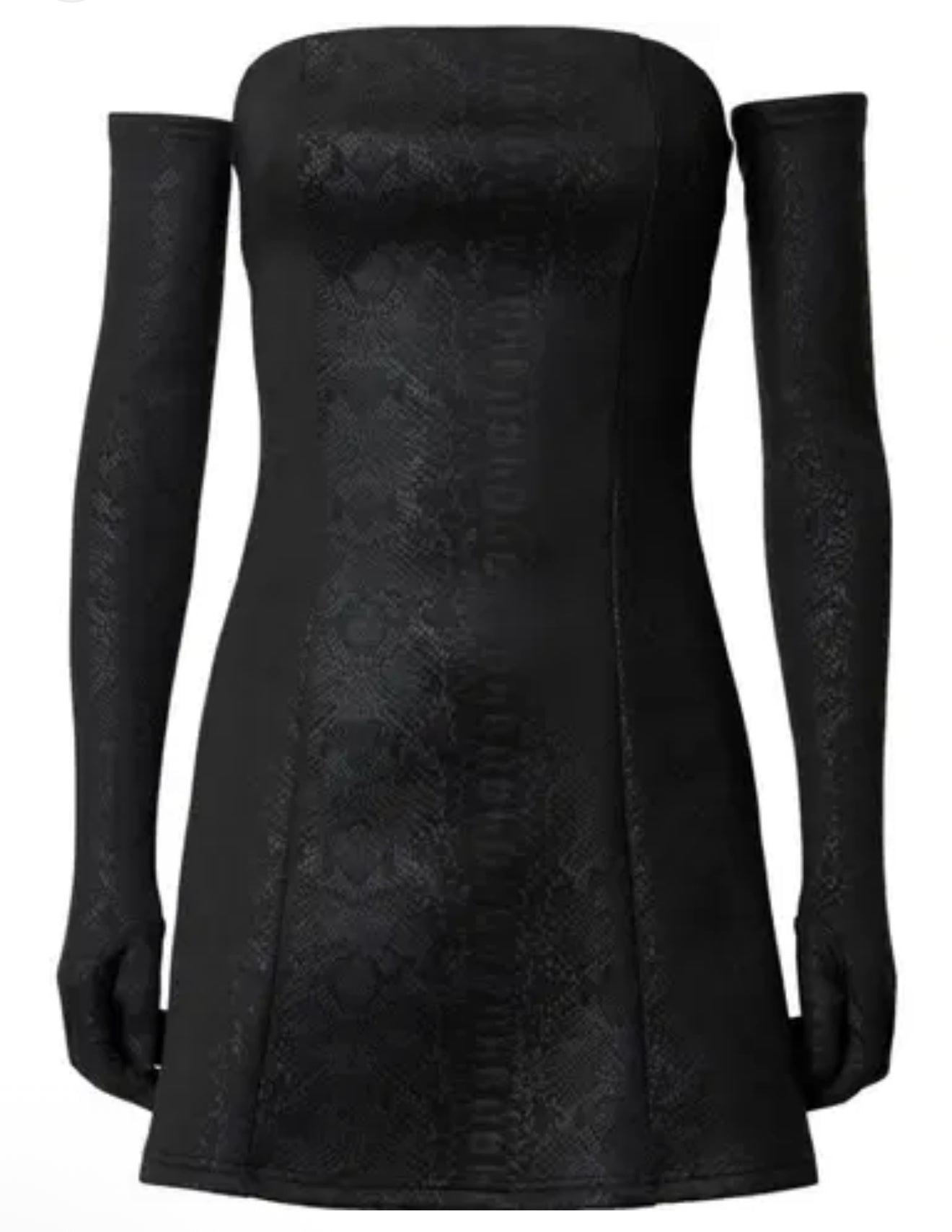 Miscreants London Black Snakeskin Mini Dress with Matching Gloves Sz medium
