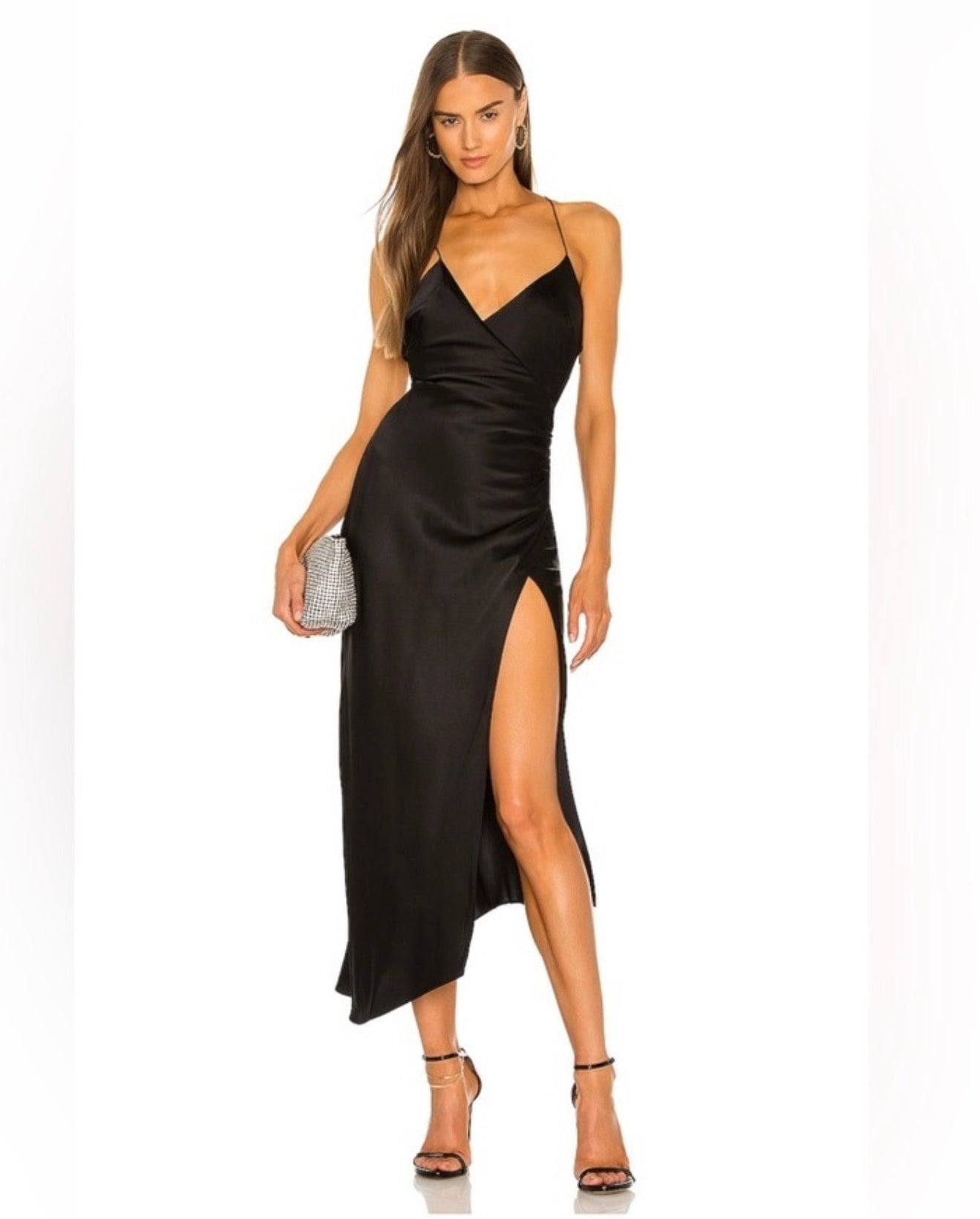SER.O.YA Emma Silk Dress Black Slip Open Back Sz Small  $395