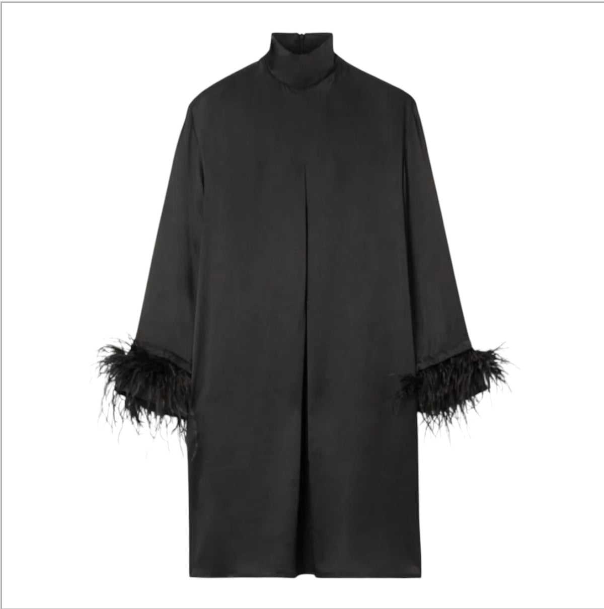 Sleeper Party Feather Trimmed
Satin Dress in Black Sz XS