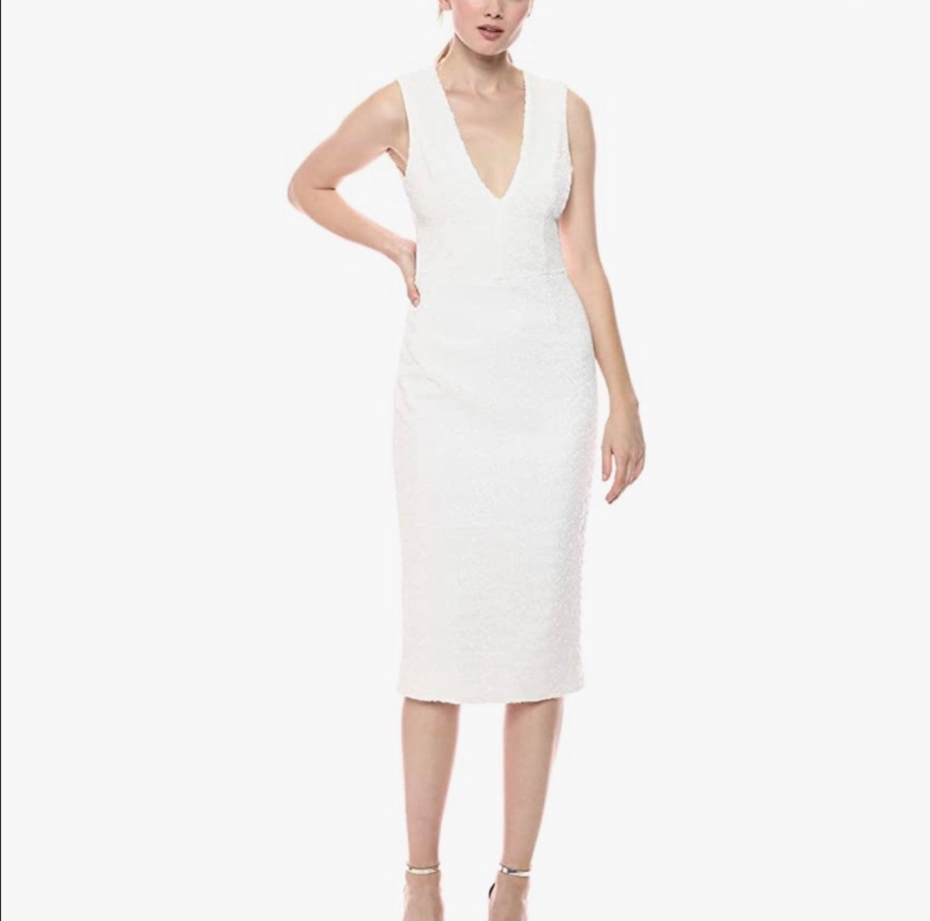 Dress The Population Sequin Rani
Fitted Midi Sheath Dress White Small $268