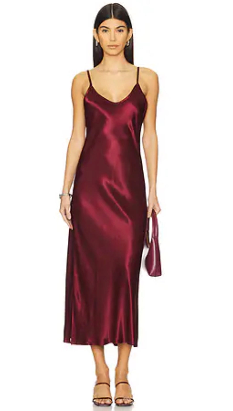 Enza Costa Bias Cut Slip Dress in Ruby Sz XS $295