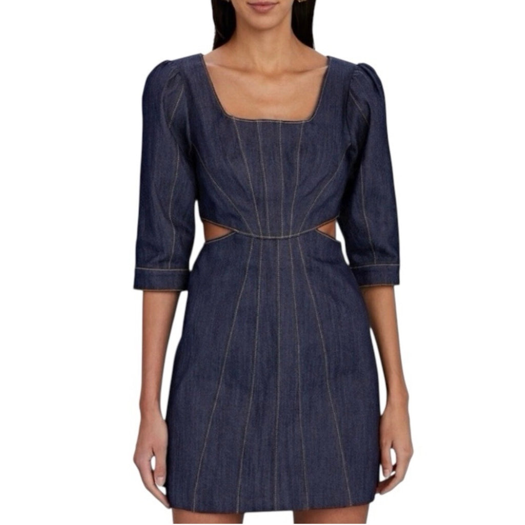 Cinq à Sept Lani Cut-Out Denim Mini Dress Size 2 $395